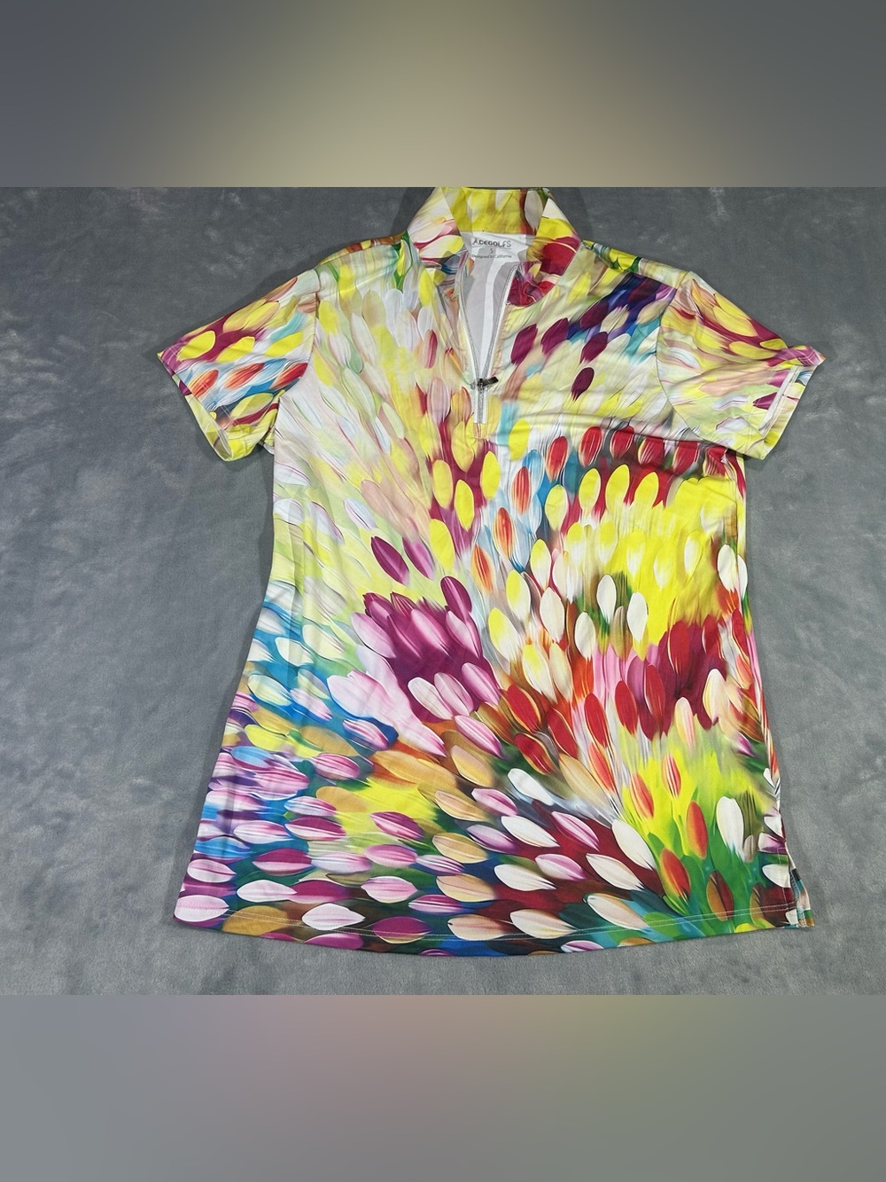 CEGOLFS women’s quarter zip golf shirt sleeve top-sporty-multicolored-S